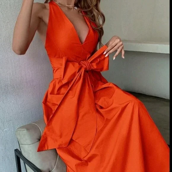 Sunshine orange bow dress - Picture 3 of 6